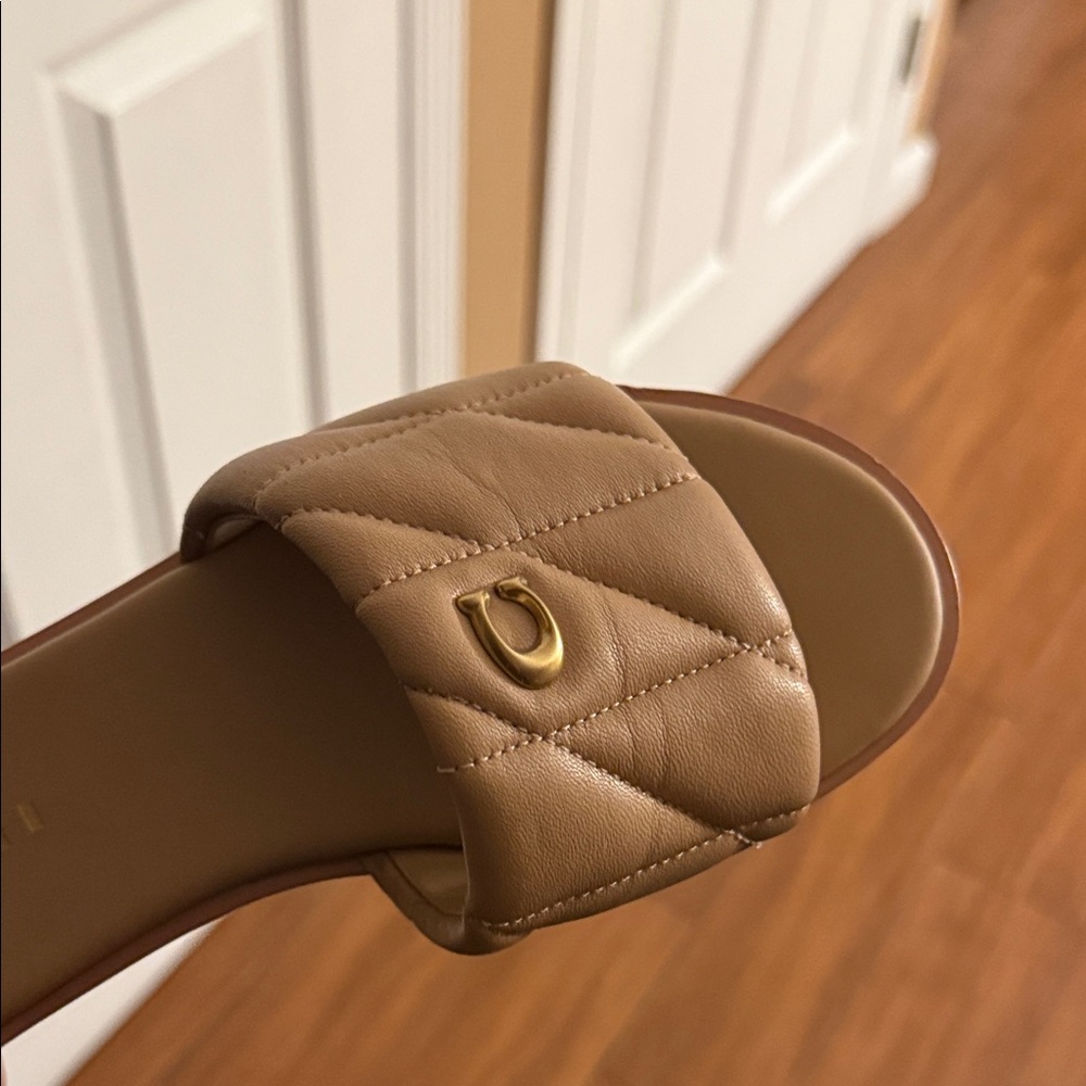 Coach Beige Quilted Sandals - Picture 3 of 4